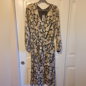 Lane Bryant Nude and Black Floral Wrap Dress